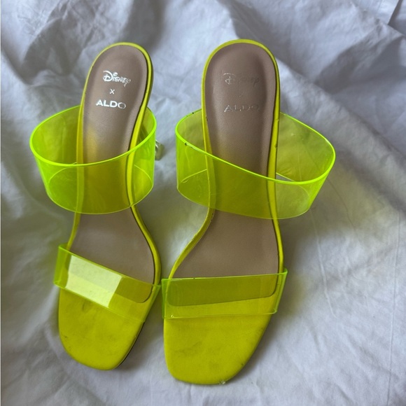 Disney x Aldo Yellow Cinderella Stepsister Jelly Open Toe Heels Size 7 - Picture 8 of 14